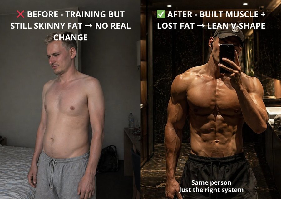 Before and after — same person, just the right system